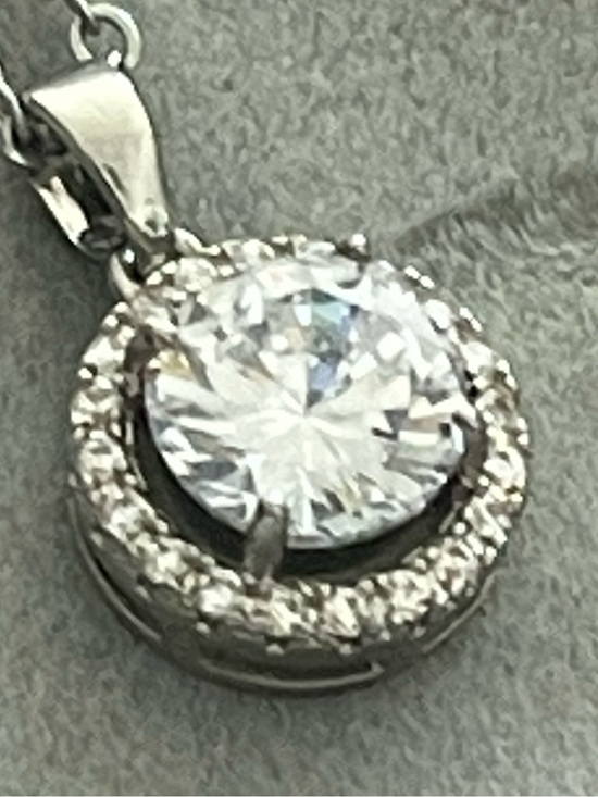 Jewelry - Sterling Silver Moissanite Halo Pendant Necklace Jewelry